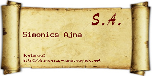 Simonics Ajna névjegykártya